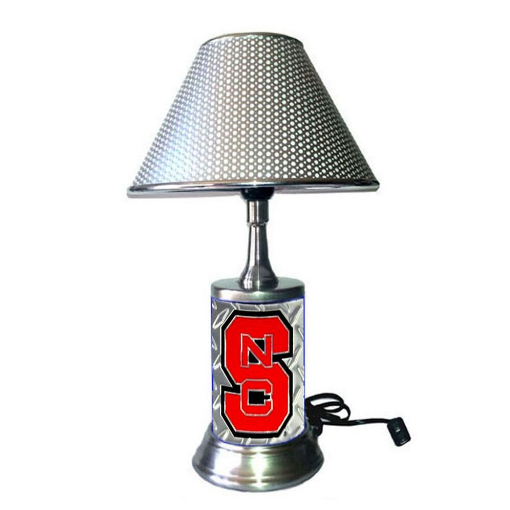 North Carolina State Wolfpack lamp with chrome finish shade, NCAA